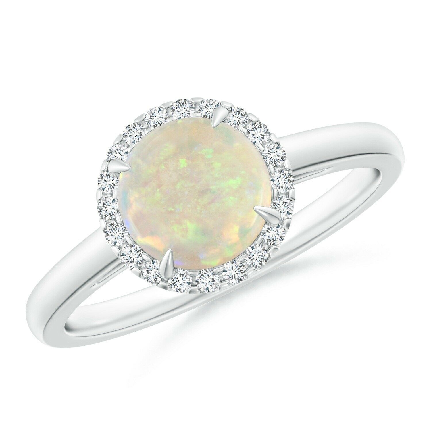 925 Silver Opal Solitaire Wedding Ring Opal October Birthstone Ring