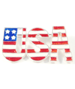 USA Enamel Pin Brooch Red White Blue Independence Day Silvertone Metal P... - £5.96 GBP
