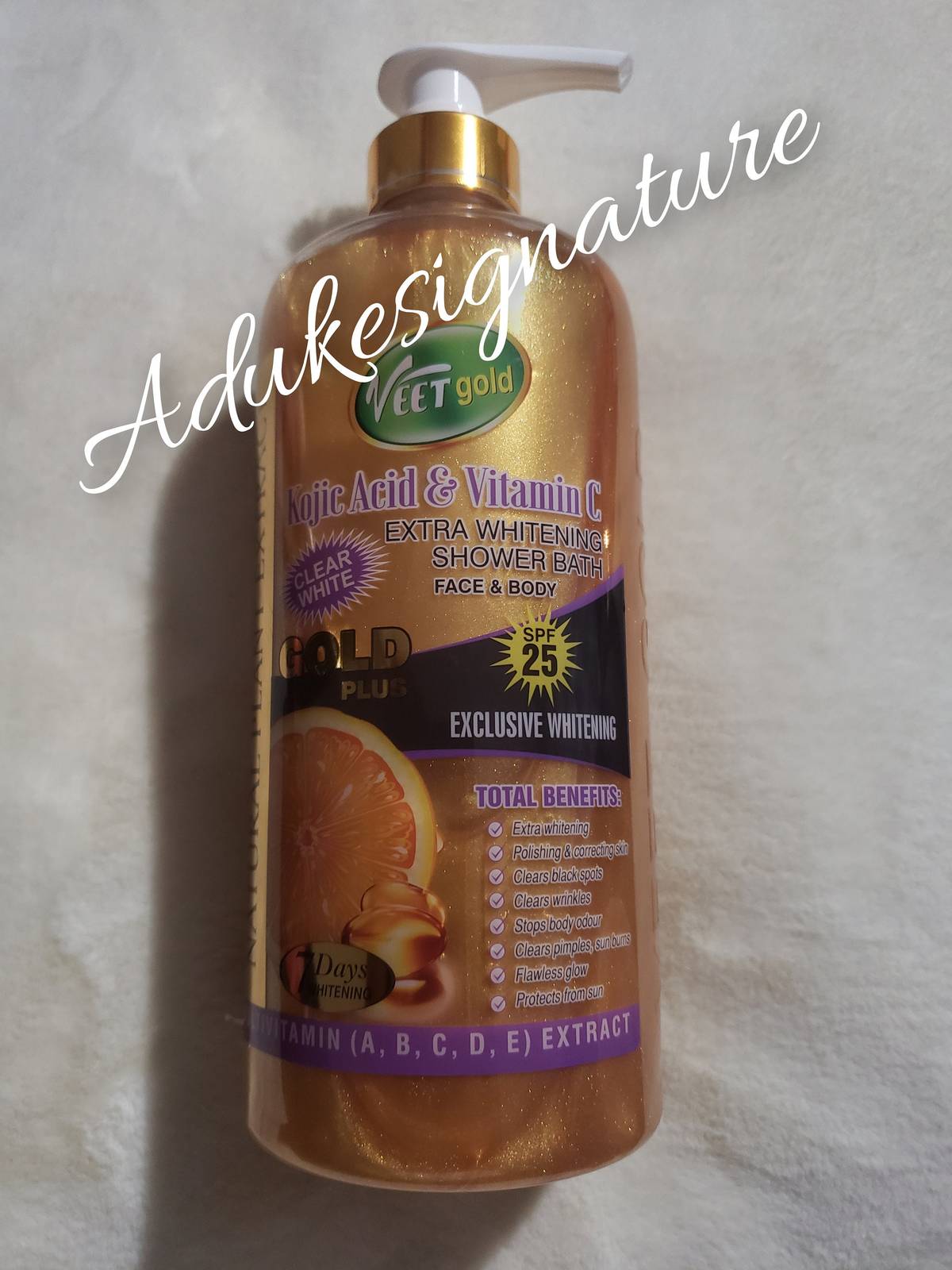 Original Veet gold kojic acid & vitamin C Gold  plus extra whitening shower face