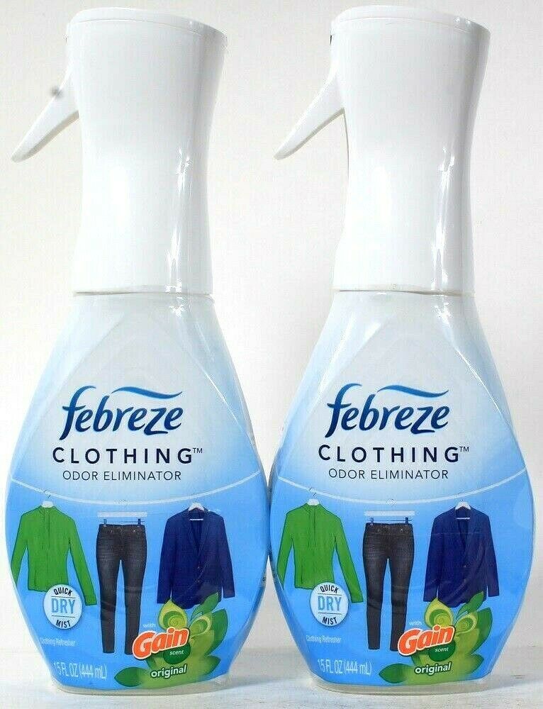 2 Bottles Febreze 15 Oz Clothing Odor Eliminator With Gain Original
