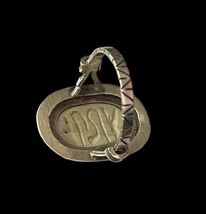 Vtg 1940s Egyptian Scarab Carved Fetish Stone Ring Sz 8.5 Sterling Silver 5g image 7