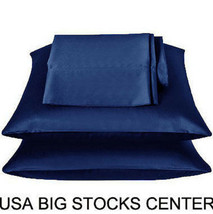2 Standard / Queen size SATIN Pillow Cases / Covers NAVY BLUE Color - Brand New - $14.95
