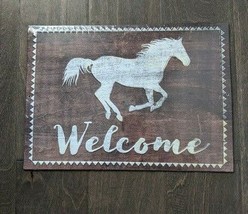 14" Open Roads WELCOME White Horse home classic USA STEEL plate display Sign - $48.51