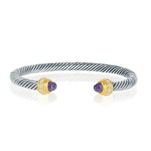 Sterling Silver Gold Plated 8mm Double Amethyst and Clear CZ Ends Rope B... - £129.34 GBP