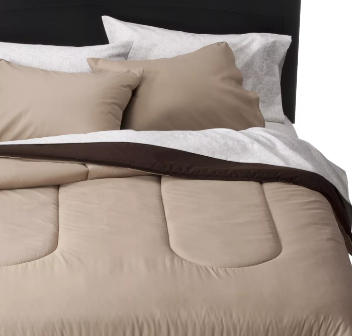 Room Essentials Reversible Solid Comforter Brown (King) Comforters