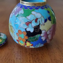 Cloisonne Ginger Jar, Miniature Asian Chinese Enamel Trinket Jar with Lid image 7
