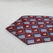 Tie Geometric Rectangle Necktie 58&quot; Striped Pierre Cardin Burgundy Blue - $12.99