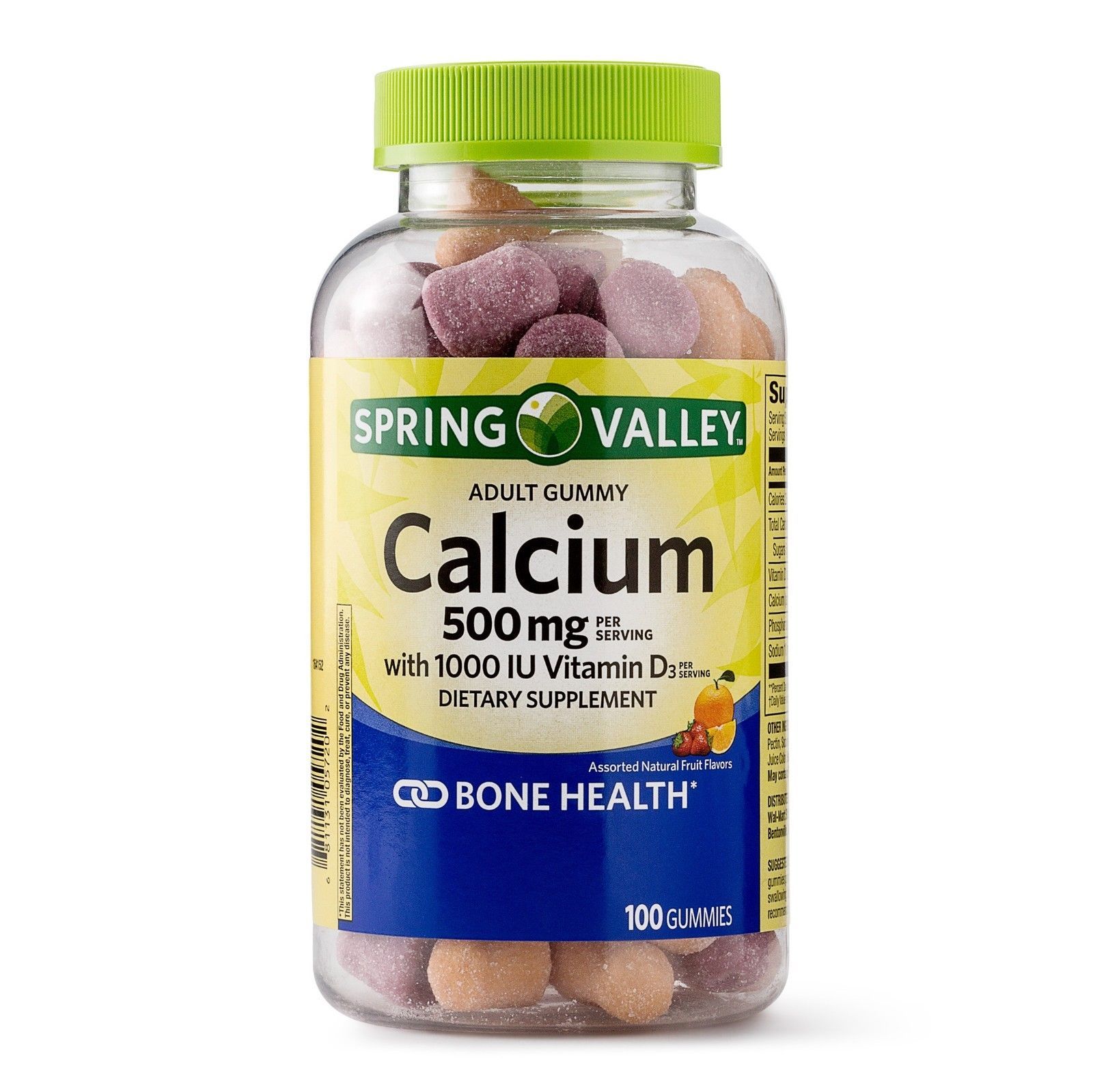 Spring Valley Calcium plus Vitamin D Adult Gummies, 500 mg, 100 Count