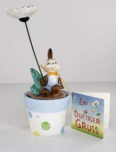 German Goebel Fragrant Greeting Flower Pot Figurine Rabbit White Floral ... - $46.74