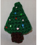 Vintage Hand Crochet Christmas Tree Holiday Pin Brooch Handmade Green - $9.88