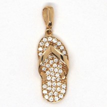 18K ROSE, PINK GOLD FLIP FLOPS SHOE CHARM PENDANT WITH ZIRCONIA MADE IN ITALY image 1