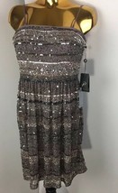 Adrianna Papell Stripeless Stripe  Stone Beaded Party Short Dress 0M   $299 - $64.34