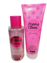 Victoria’s Secret PINK FRESH &amp; CLEAN Fragrance Mist And Body Lotion Set NEW - $23.47