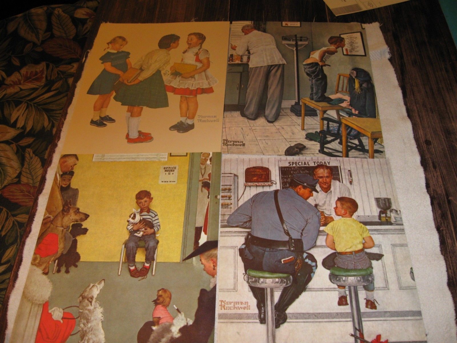 NORMAN ROCKWELL 14x11 Set of 4 Litho Picture Prints! Boy Girl Doc ...