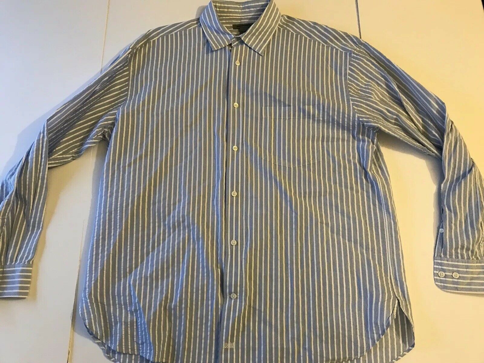 johnston & murphy striped button down shirt men’s L %100 cotton ...