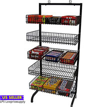 24&quot;W X 18&quot;D x 56&quot;H Retail 5 Basket Wire Black Candy Rack with Sign Holde... - $246.51