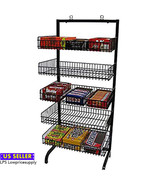 24"W X 18"D x 56"H Retail 5 Basket Wire Black Candy Rack with Sign Holder Clip - $246.51
