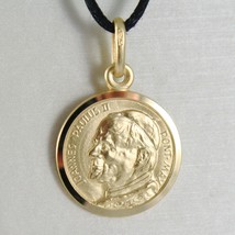 SOLID 18K YELLOW GOLD MEDAL, HOLY POPE JOHANNES PAULUS II, SAINT, 15 mm DIAMETER image 1