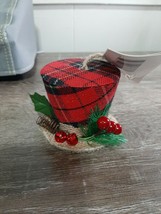 Christmas House, Red Plaid Hat Ornament new - $13.81