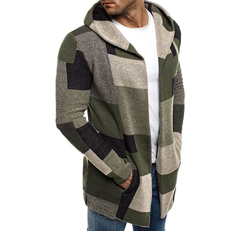 Men's Hooded Patchwork Sweater Jacket Sweaters