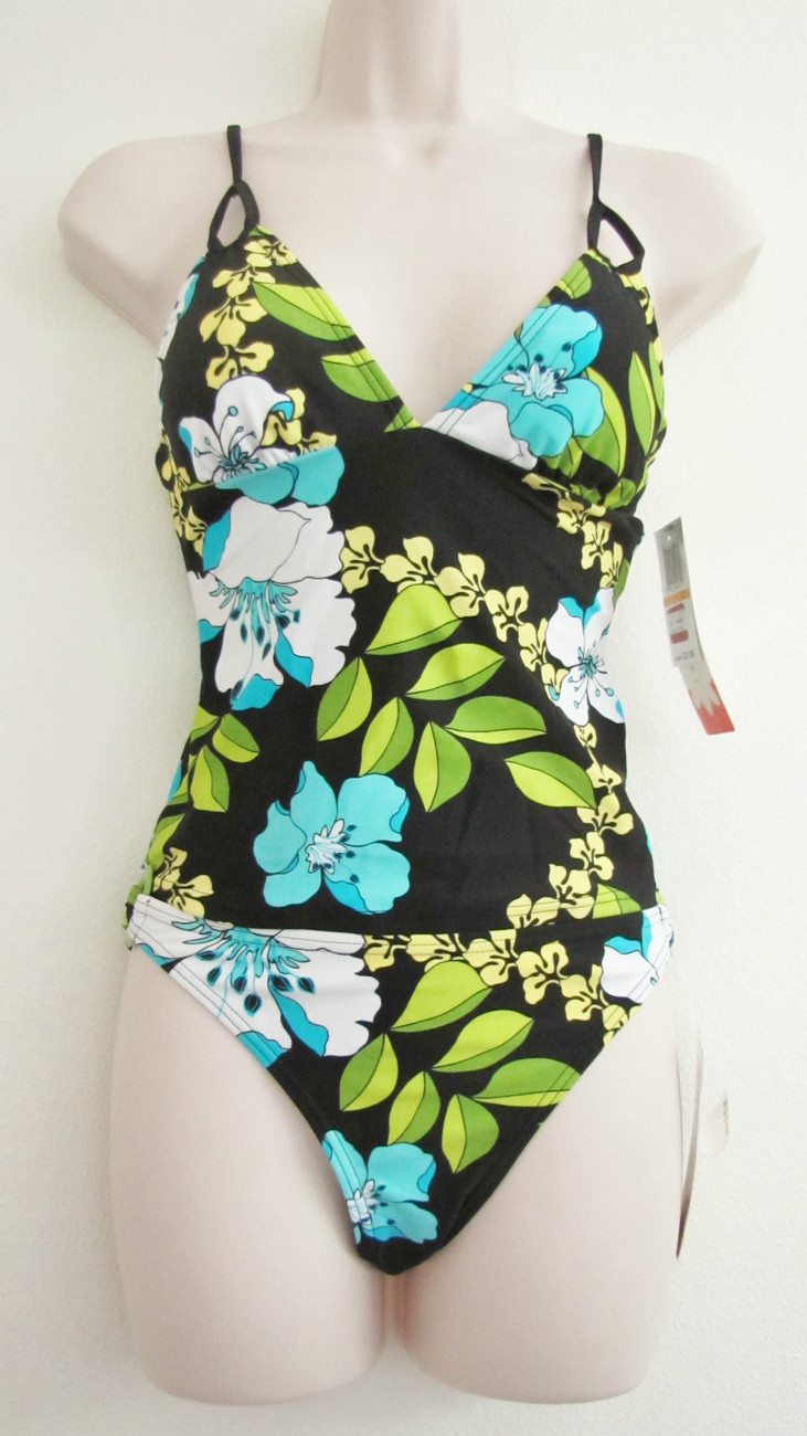 NWT HULA HONEY SWIMWEAR SWIM TANIKINI SWIMSUIT, S SMALL,FLORAL,BLACK ...