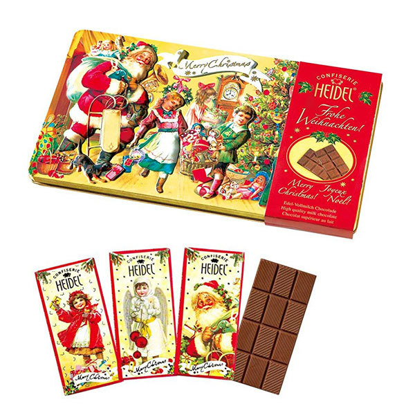 Heidel Merry Christmas Chocolate Tin (yellow) Candy, Gum & Chocolate