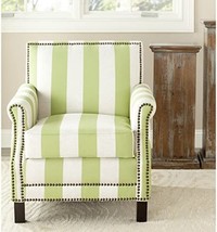 Safavieh Mercer Collection Charles Green And Beige Striped Linen Club Chair - $540.96