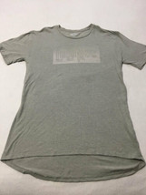 Lularoe Supply L Patrick Shirt Gray White Micro Stripe Fade Logo Large - $9.99