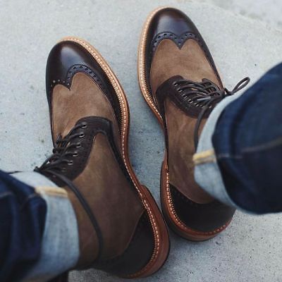 Hand Stitched Men's Classic Elegant Leather and Suede Boots, Oxford boots 2019