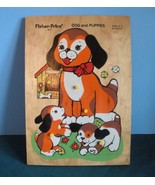 Vtg. Fisher Price Pick Up &#39;N Peek #511 Wood Puzzle Dog &amp; Puppies VG+++-E... - $24.99
