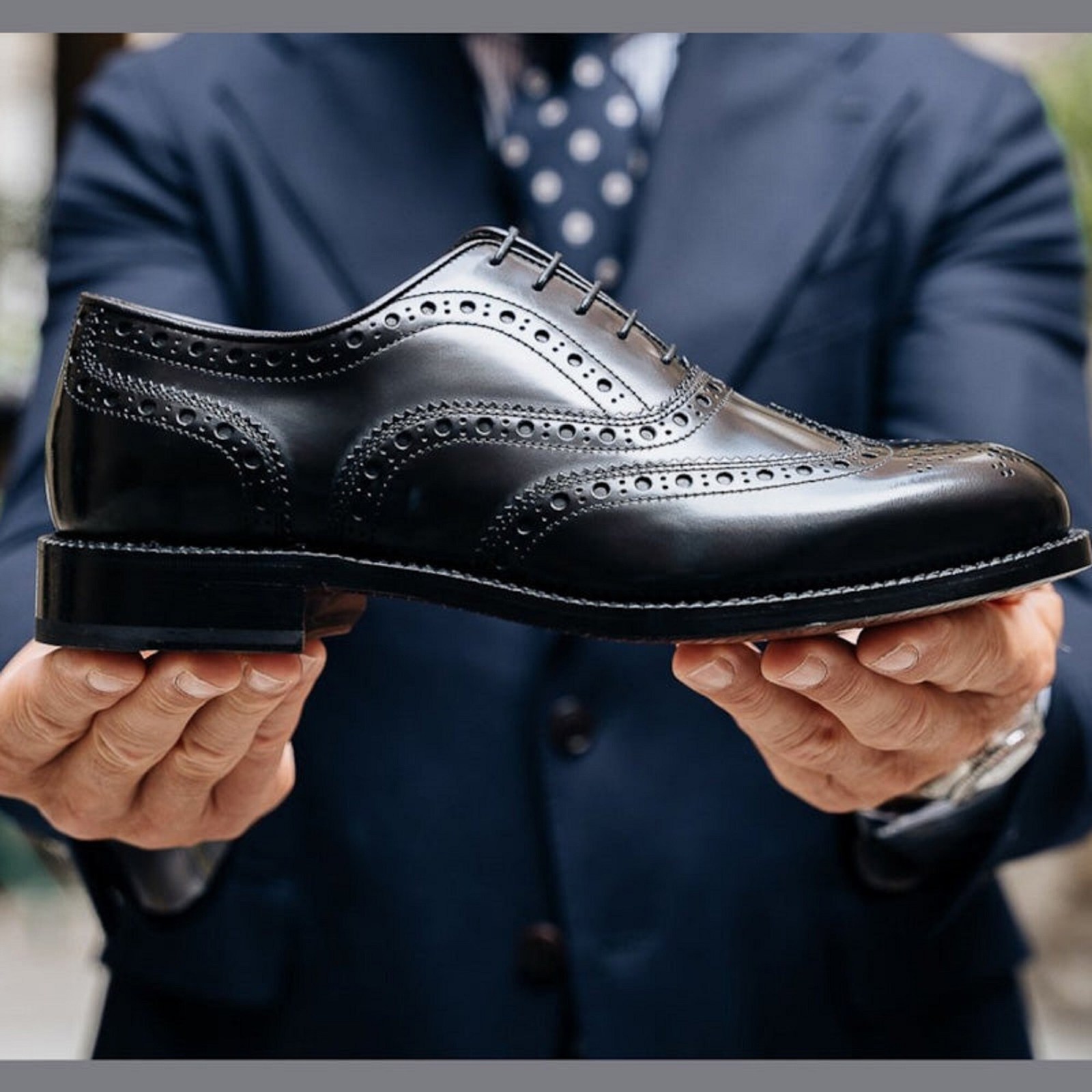 Handmade Mens Black Brogue Wingtip Dress Shoes, Men Formal Office Shoes ...