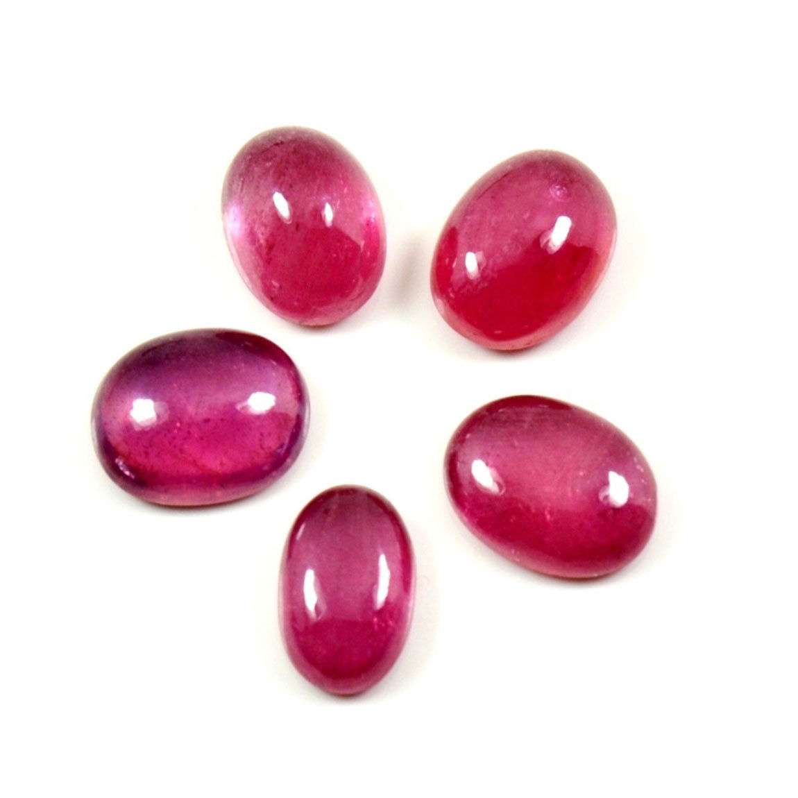 5 PCS 8X6 MM Lot Natural Ruby Loose Gemstone Oval Cabochon Pink Color Stone Natural