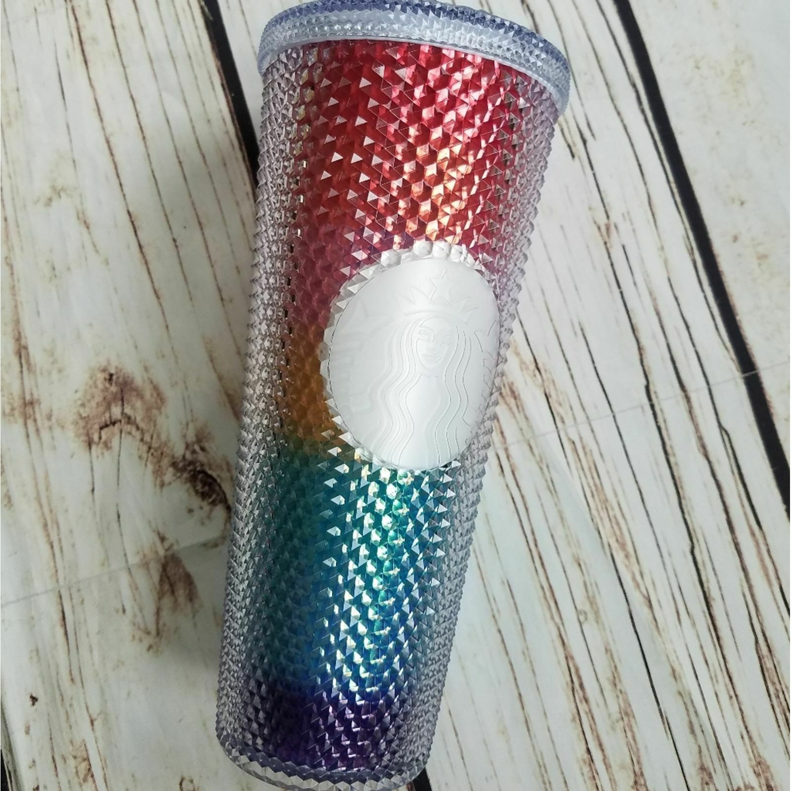 rainbow studded starbucks cup