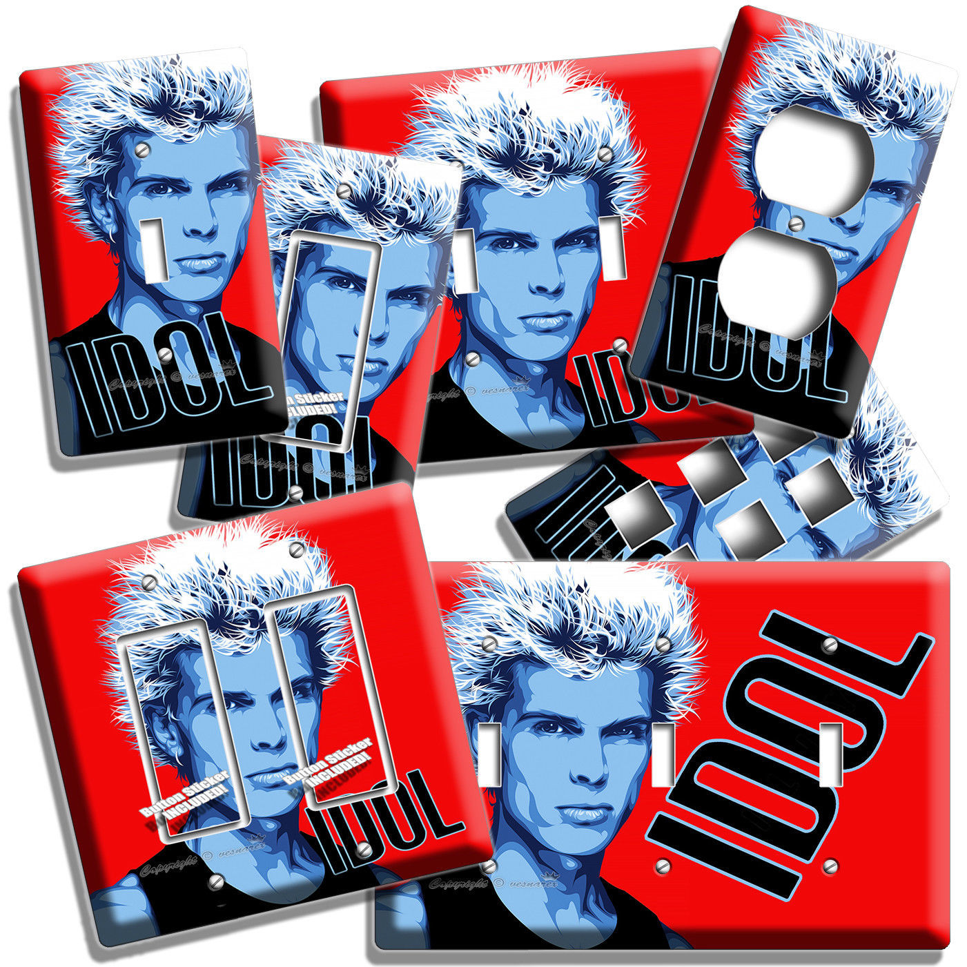 BILLY IDOL GLAM PUNK ROCK SUPER STAR LIGHT SWITCH WALL PLATES OUTLET ROOM DECOR