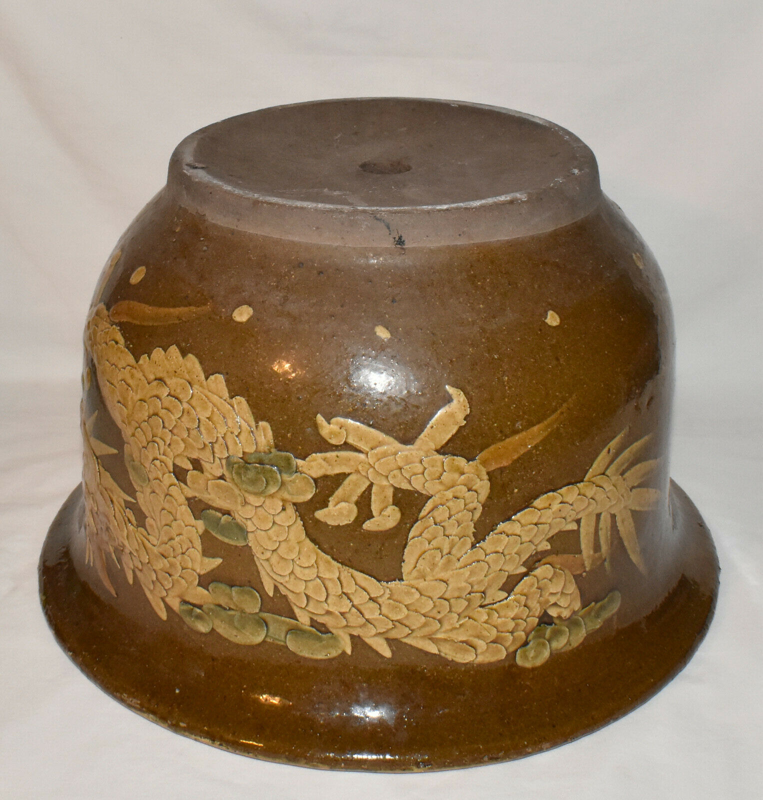Antique Chinese Dragon Pot Flower Planter Raised Textured Dragon Egg