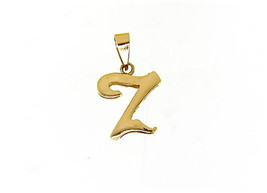 18K YELLOW GOLD LUSTER PENDANT WITH INITIAL Z LETTER Z MADE IN ITALY 0.71 INCHES image 1