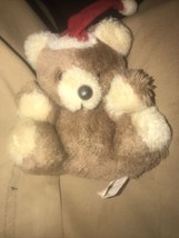 Vtg Russ Berrie 5" Plush Christmas Bear With Santa Hat - $10.39