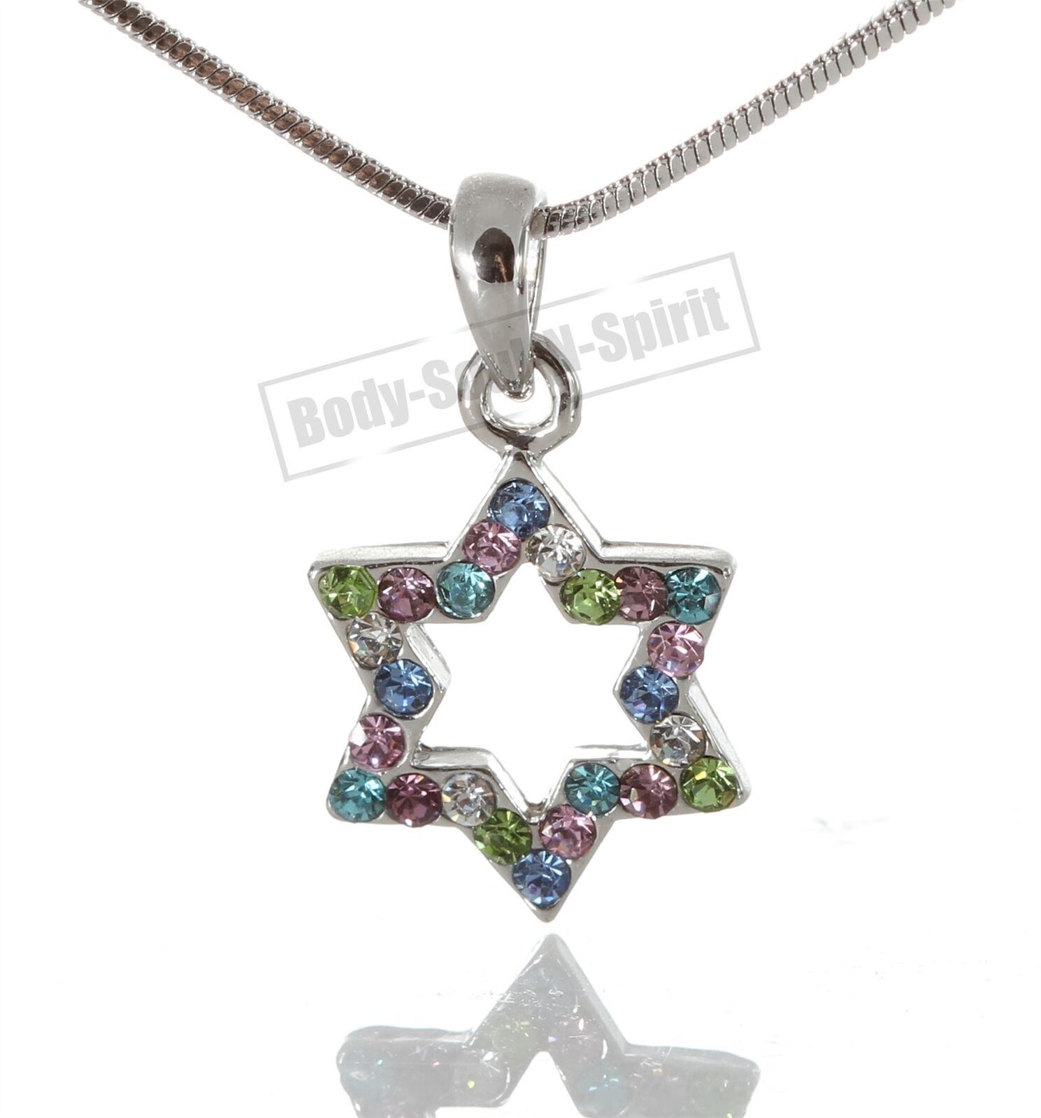 Jewish Lucky Star of David Pedent Necklace Silver Tone Judaica kabala Protection