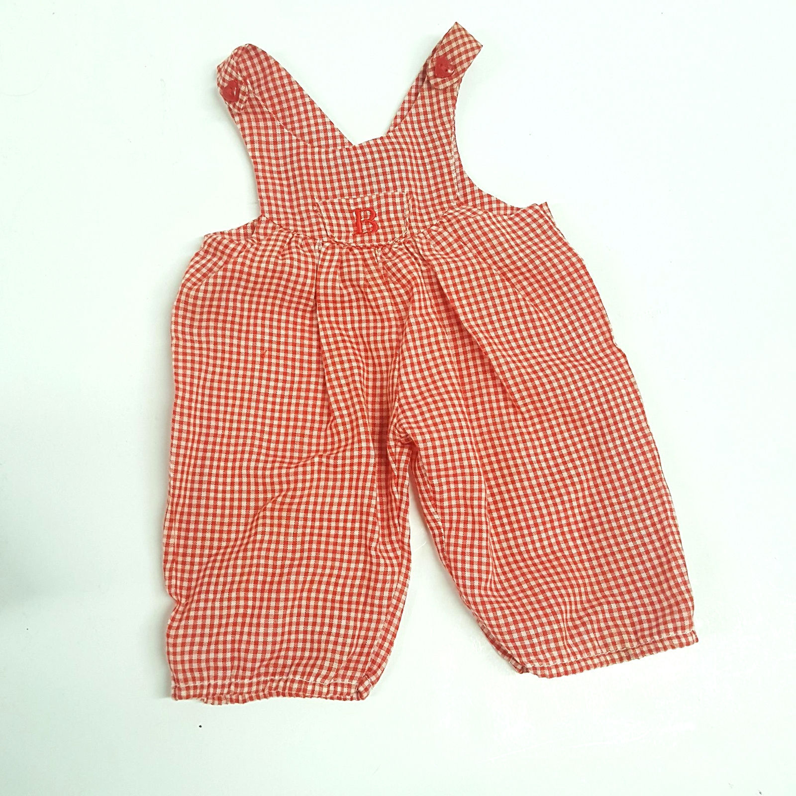 American Girl Bitty Baby Red and White Checkered Overalls (A1702