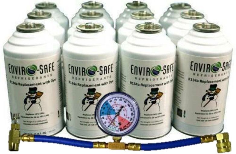 EnviroSafe R134a Replacement Refrigerant with dye12 Cans with Premium