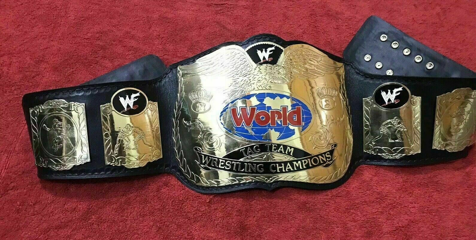 WWF World Tag Team Championship Belt Adult Size 2mm plates - Everything ...