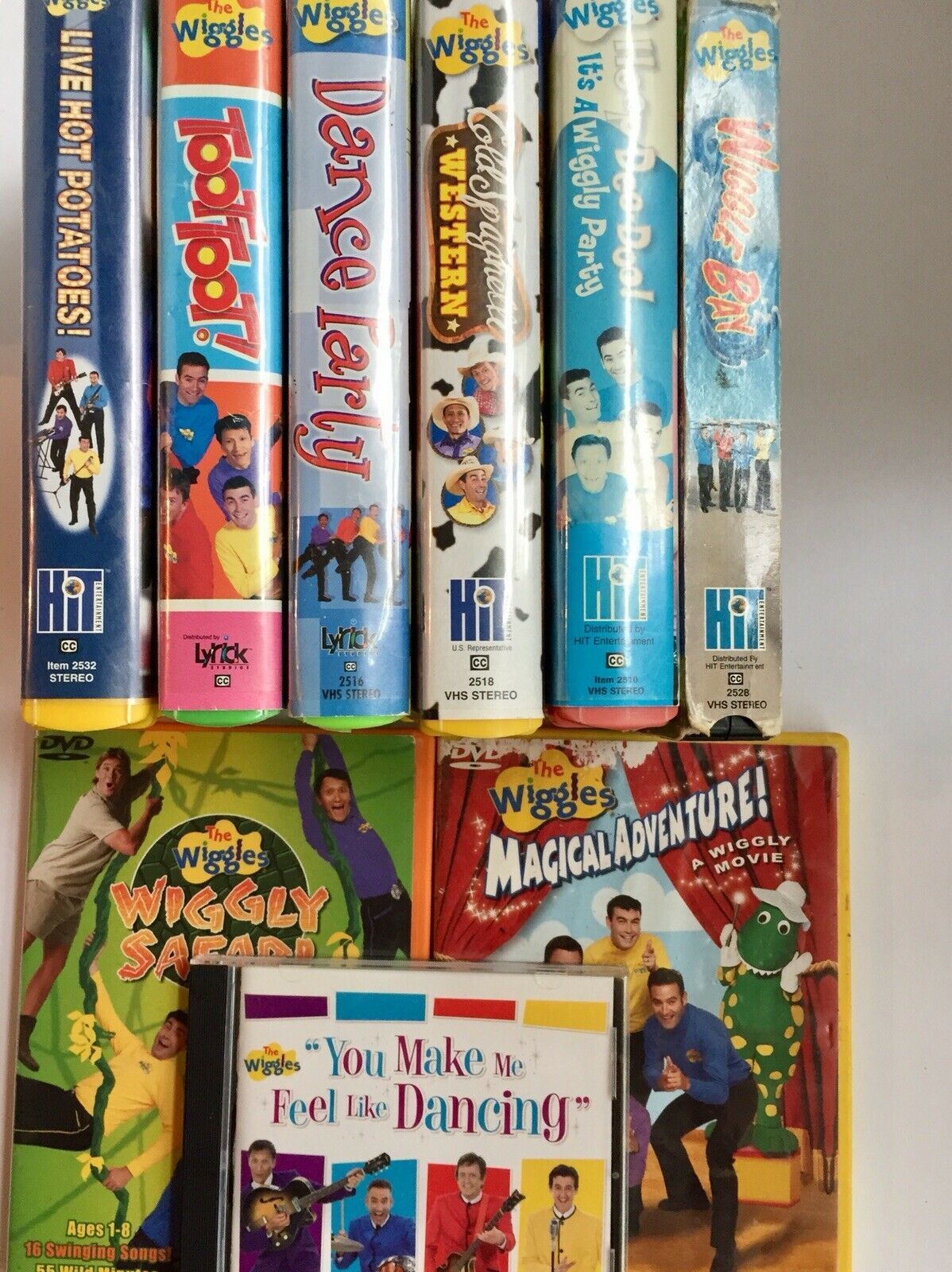 The Wiggles VHS Tapes DVD's Cd Lot of 9 Dance Western Adventure Safari ...