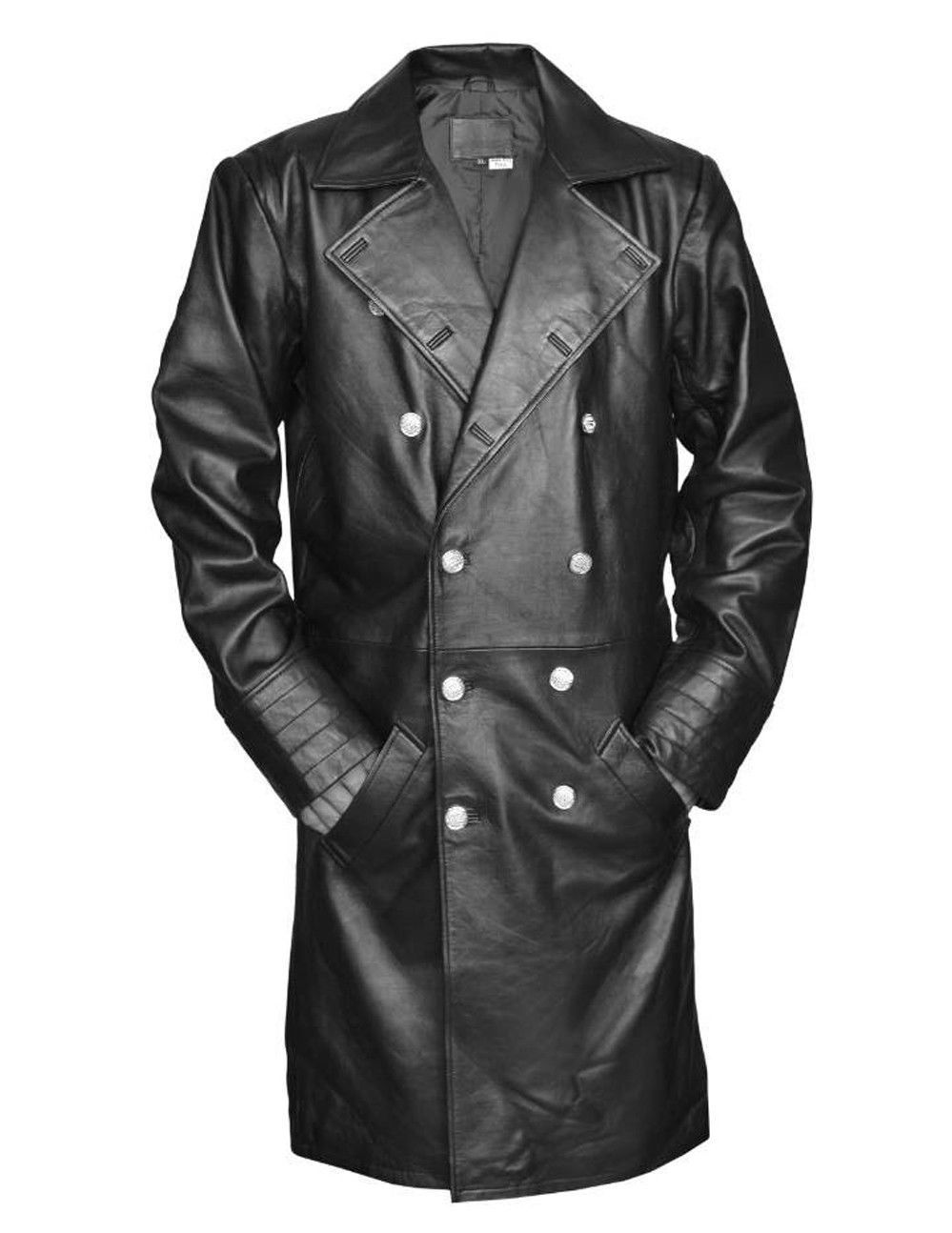 New German General Major Men's Military Style Leather Trench Long Coat ...
