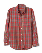 New Gap Kids Boys Red Plaid Long Sleeve Button Down Poplin Cotton Shirt 12 - $19.79