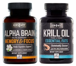 ONNIT Brain Health Stack - Alpha Brain 30ct + Krill Oil 60ct - $89.43