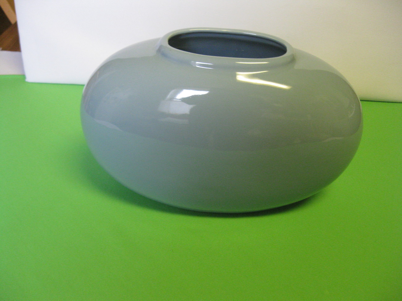 Vintage Haeger Pottery 7 7/8" Blue Oblong Vase 4317 Made in USA Haeger