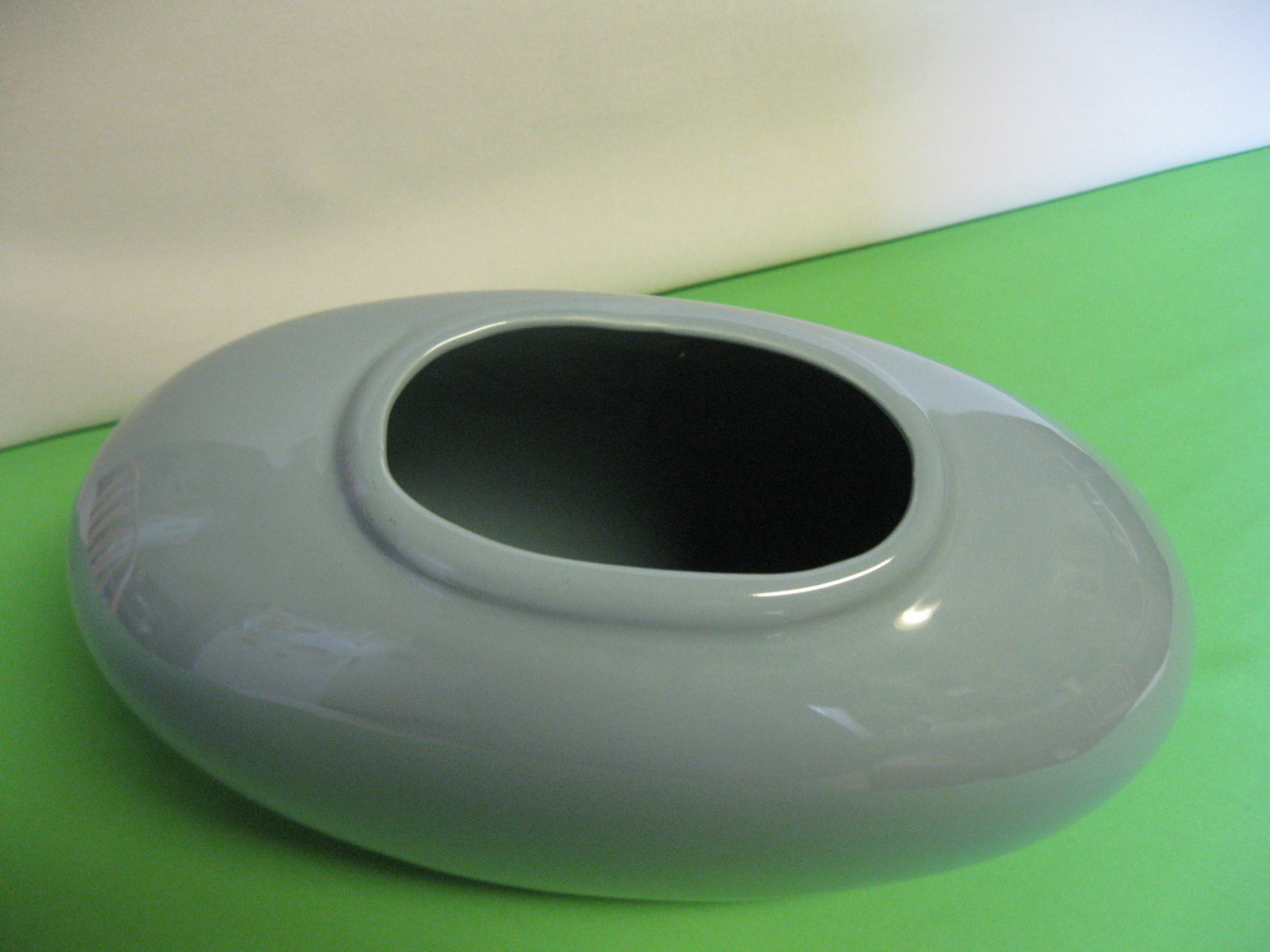 Vintage Haeger Pottery 7 7/8" Blue Oblong Vase 4317 Made in USA Haeger