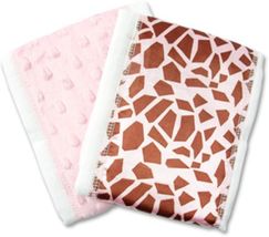 Giraffe Minky &amp; Pink Satin Burp Cloth Set - $24.00