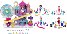 Polly Pocket Rainbow Funland Theme Park 3 Rides 25 Surprise Accessories 30 Total - $97.95