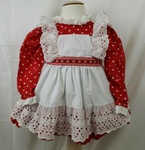 1970s Toddler Girls Dress Red Polka Dot Disneybound Frilly Eyelet 4T Emb... - $41.56